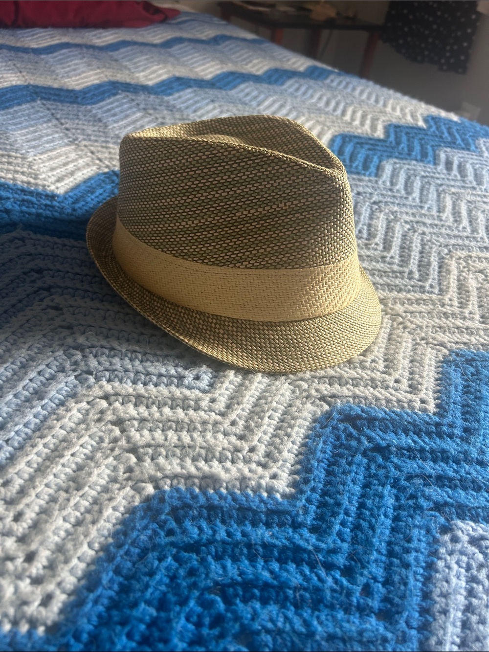 Tan Straw Trilby with Contrast Band